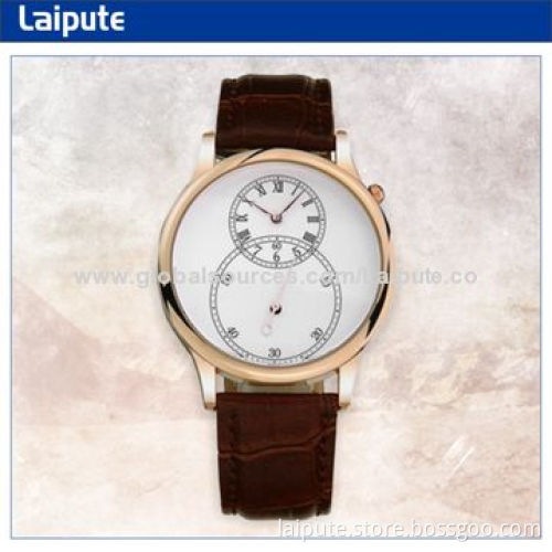Automatic women wristwatch with genuine leather band